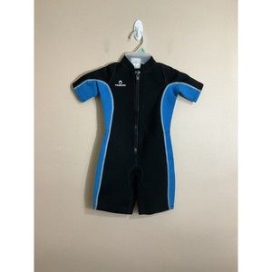 Tribord Youth Shorty D100 Wetsuit Size Age 8 Black Blue Oxylane Short Sleeve